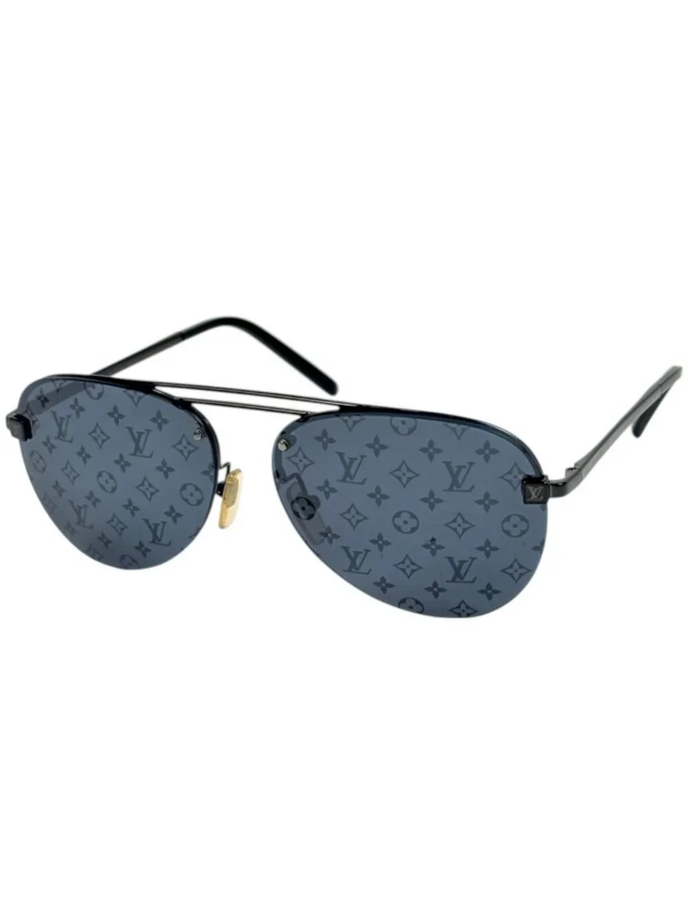 Louis Vuitton Clockwise Sunglasses Monogram Rimless Metal Black Eyewear